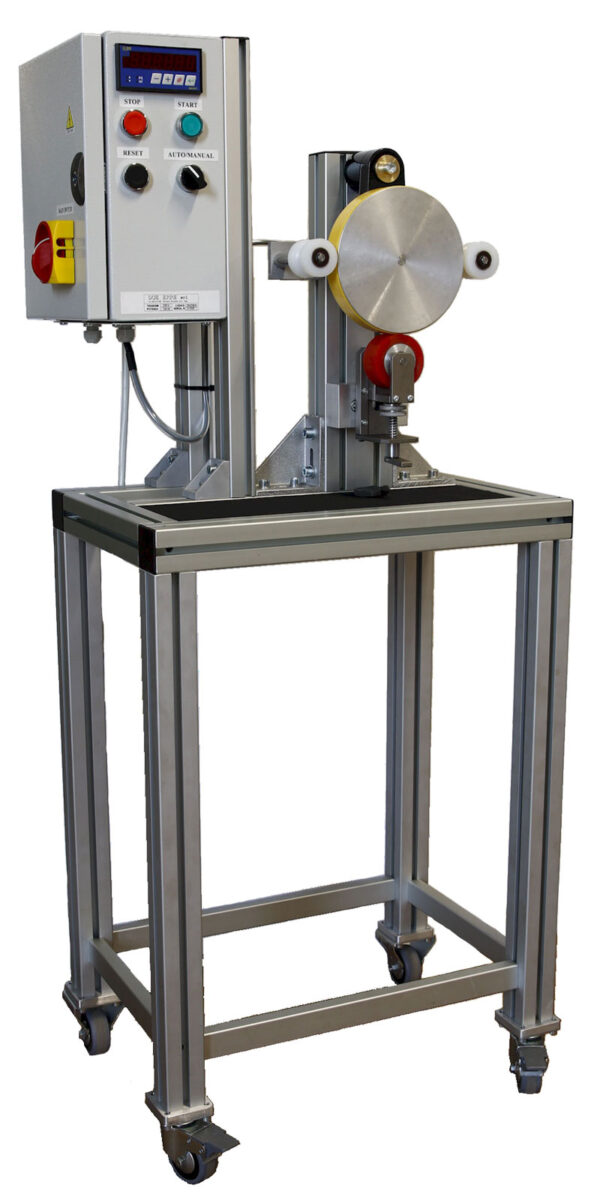Chain measuring machine with stop contact